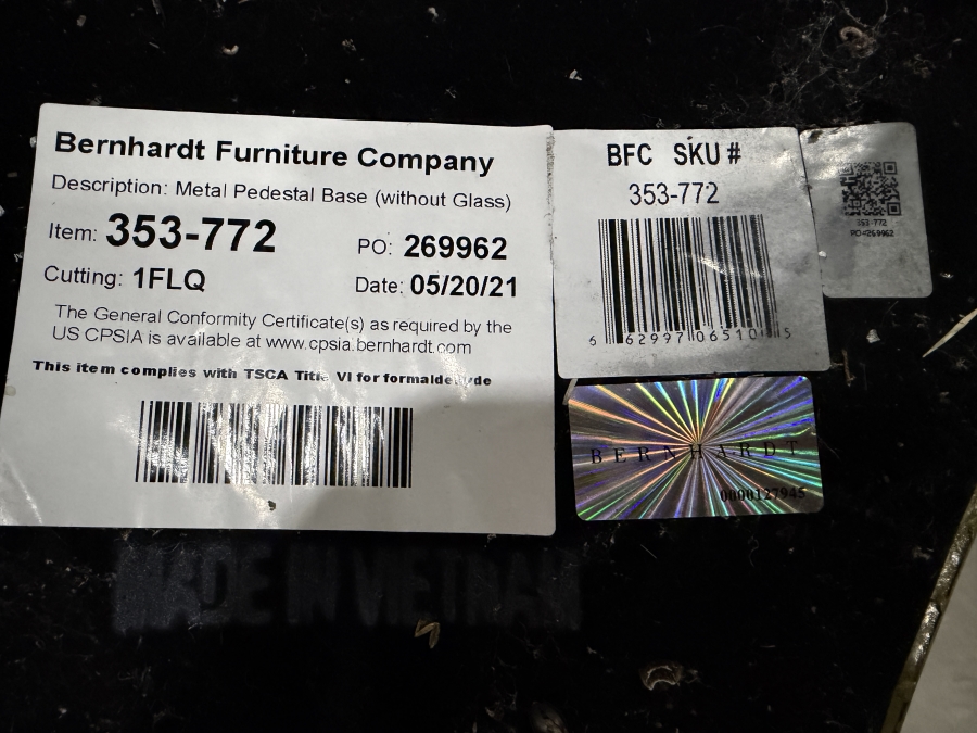 Contemporary Bernhardt Interiors Abbott Polished Brass And Smoked Glass Dining Table With Custom Architectural Plate-Glass Top 44'W x 120'L x 30'H Retail $12,500 [Photo 17]
