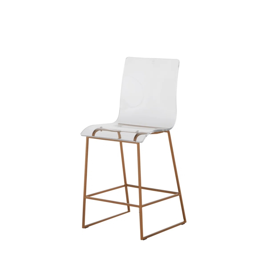 Pair Of Gabby King Modern Molded Clear Acrylic And Antique Gold Counter Stools Retail $1,200/Pair