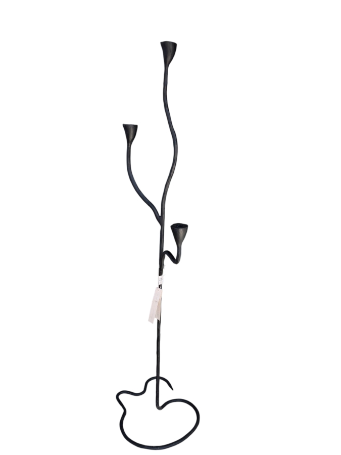 Crate & Barrel Sacré Black Metal Floor Taper Candle Holder By Athena Calderone 50'H Retail $199