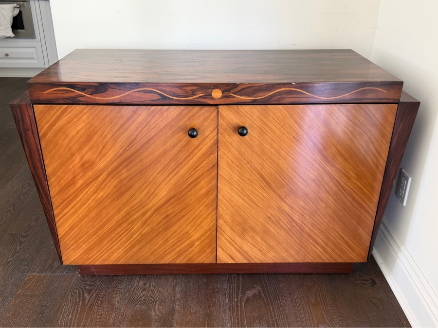 Vintage Century Furniture Art Deco Style Inlaid Rosewood And Satinwood Flared Two Door Commode 48.5W X 21D X 30H Retail $3,750 [Photo 2]