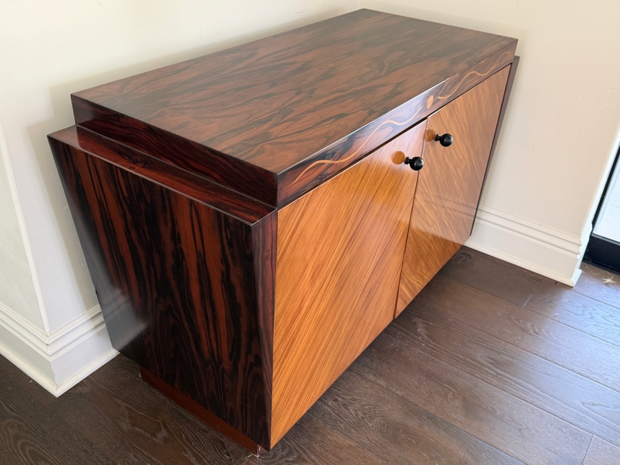 Vintage Century Furniture Art Deco Style Inlaid Rosewood And Satinwood Flared Two Door Commode 48.5W X 21D X 30H Retail $3,750 [Photo 5]