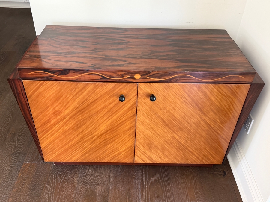 Vintage Century Furniture Art Deco Style Inlaid Rosewood And Satinwood Flared Two Door Commode 48.5W X 21D X 30H Retail $3,750 [Photo 4]