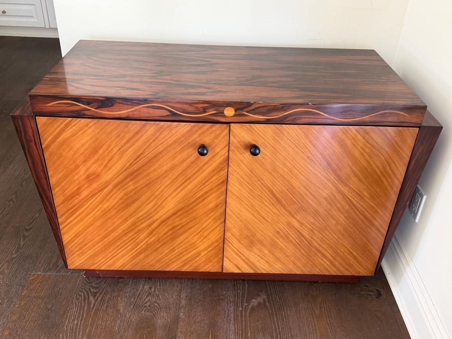 Vintage Century Furniture Art Deco Style Inlaid Rosewood And Satinwood Flared Two Door Commode 48.5W X 21D X 30H Retail $3,750 [Photo 3]
