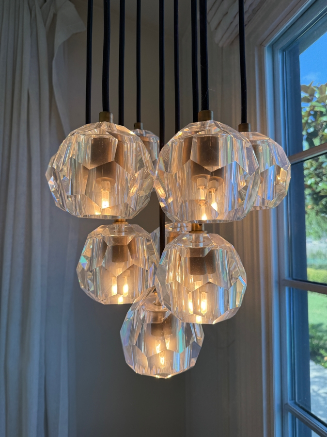 Pair of Boule De Cristal Clear Glass Round Cluster Chandeliers by Restoration Hardware 14'W X 53'H Retails $7,400 [Photo 5]