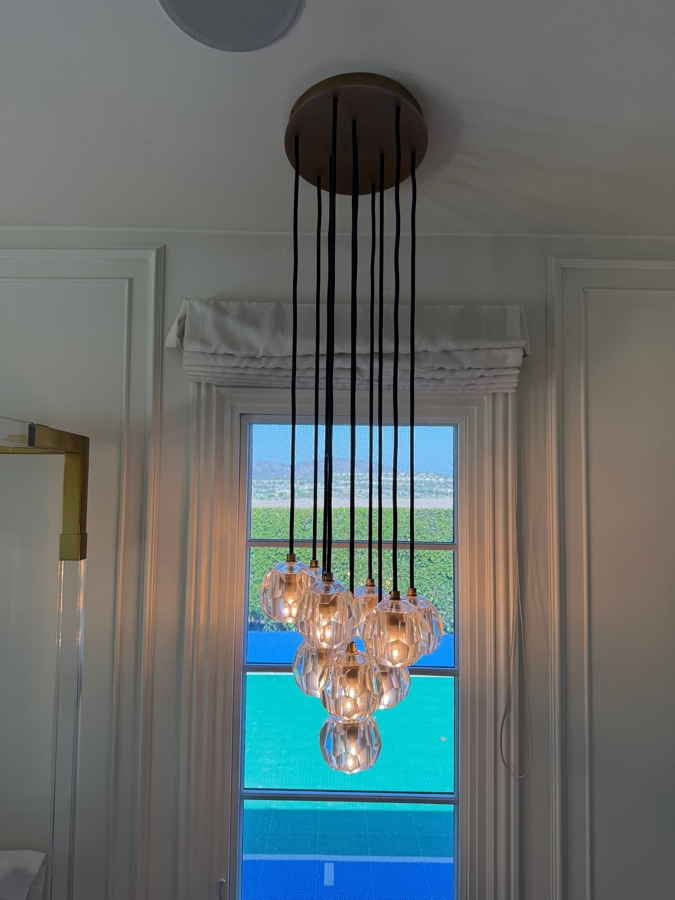 Pair of Boule De Cristal Clear Glass Round Cluster Chandeliers by Restoration Hardware 14'W X 53'H Retails $7,400 [Photo 2]