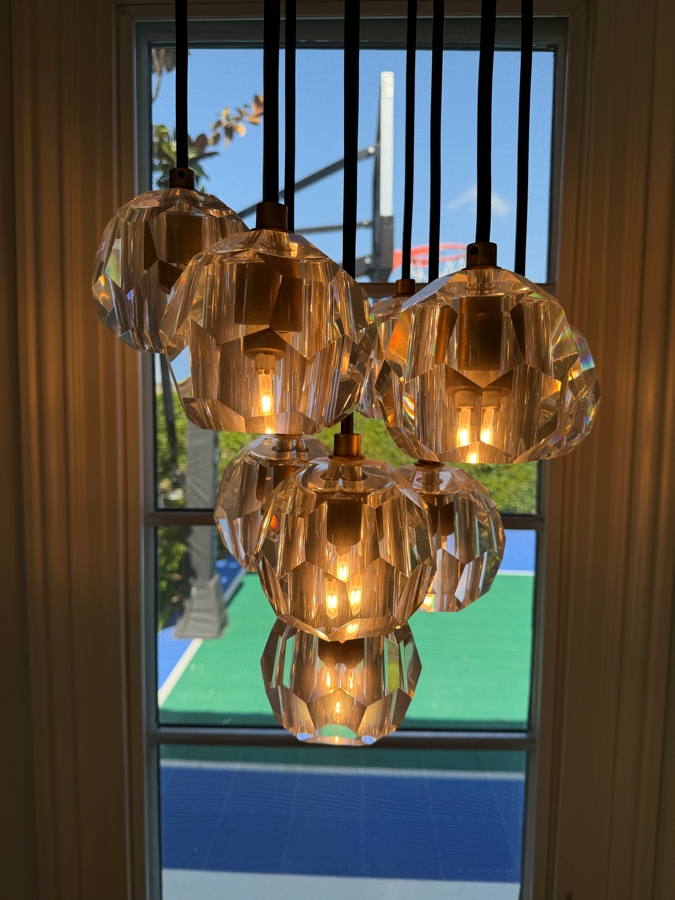 Pair of Boule De Cristal Clear Glass Round Cluster Chandeliers by Restoration Hardware 14'W X 53'H Retails $7,400 [Photo 4]