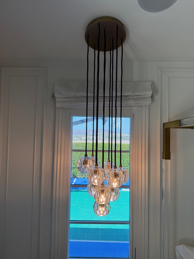Pair of Boule De Cristal Clear Glass Round Cluster Chandeliers by Restoration Hardware 14'W X 53'H Retails $7,400 [Photo 3]