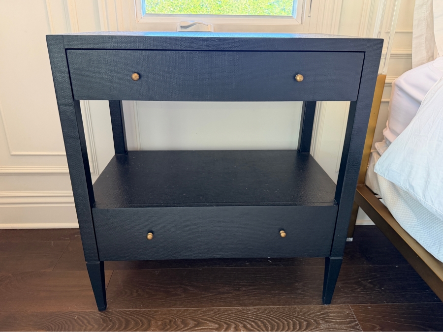 Pair of Conrad Nightstands Double Mid in Black by Made Goods 30'W X 18D X 32'H Retails $5,200