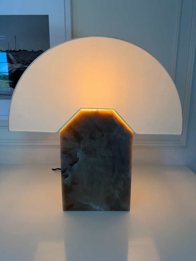 Edna Table Lamp in the Tobacco Alabaster Finish by French-Spanish Design Studio Simone & Marcel 19'H Retails $1,600