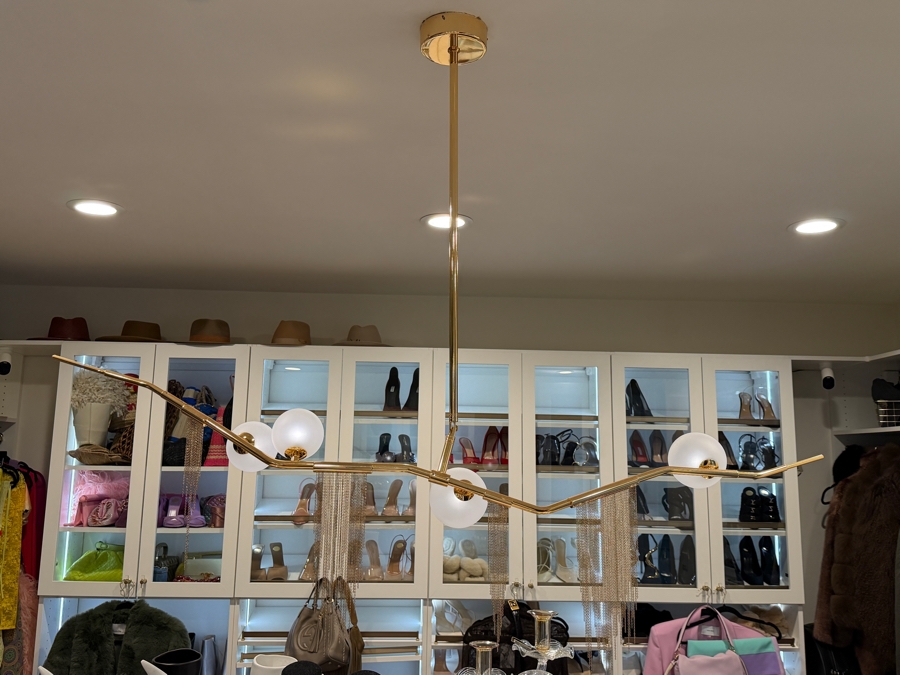 4-Light Chandelier with Gold-Tone Cascading Waterfall Metal Chain Links [Photo 6]