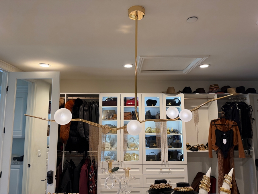 4-Light Chandelier with Gold-Tone Cascading Waterfall Metal Chain Links [Photo 3]