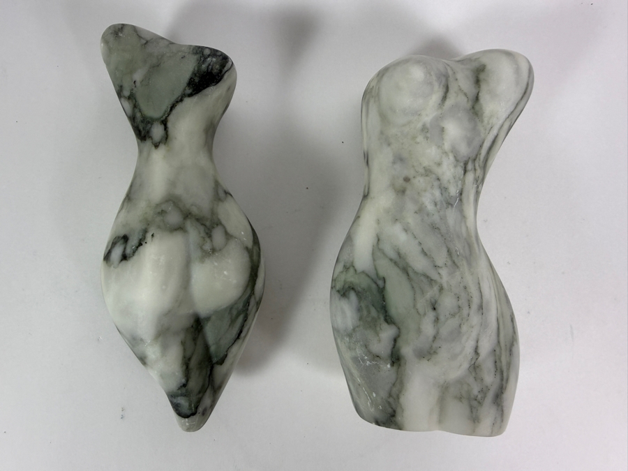 Hand-Carved Solid Zebra Marble Standing Lady Figure and Laying Lady Figure by BE Home Collections 8'H Retails $750 [Photo 10]