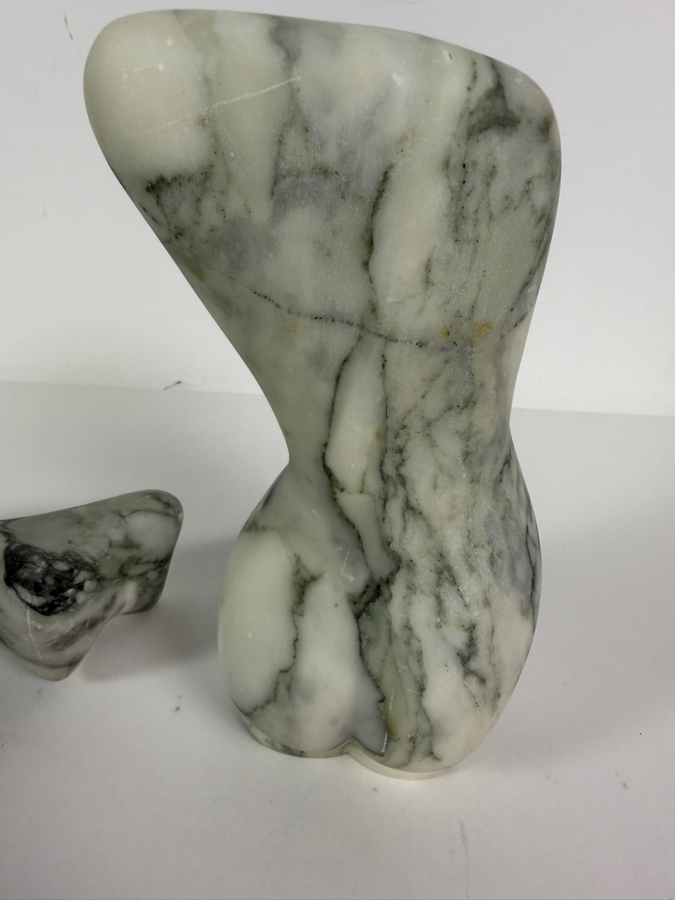 Hand-Carved Solid Zebra Marble Standing Lady Figure and Laying Lady Figure by BE Home Collections 8'H Retails $750 [Photo 7]