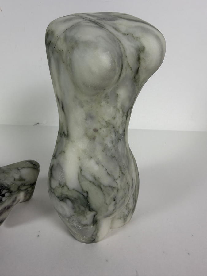 Hand-Carved Solid Zebra Marble Standing Lady Figure and Laying Lady Figure by BE Home Collections 8'H Retails $750 [Photo 6]