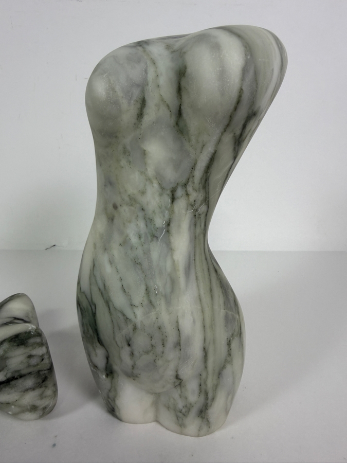 Hand-Carved Solid Zebra Marble Standing Lady Figure and Laying Lady Figure by BE Home Collections 8'H Retails $750 [Photo 3]