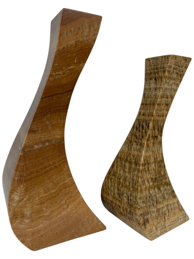 CB2 Rosaria Brown Marble Taper Candle Holders 9.5'H - 11'H Retails $228