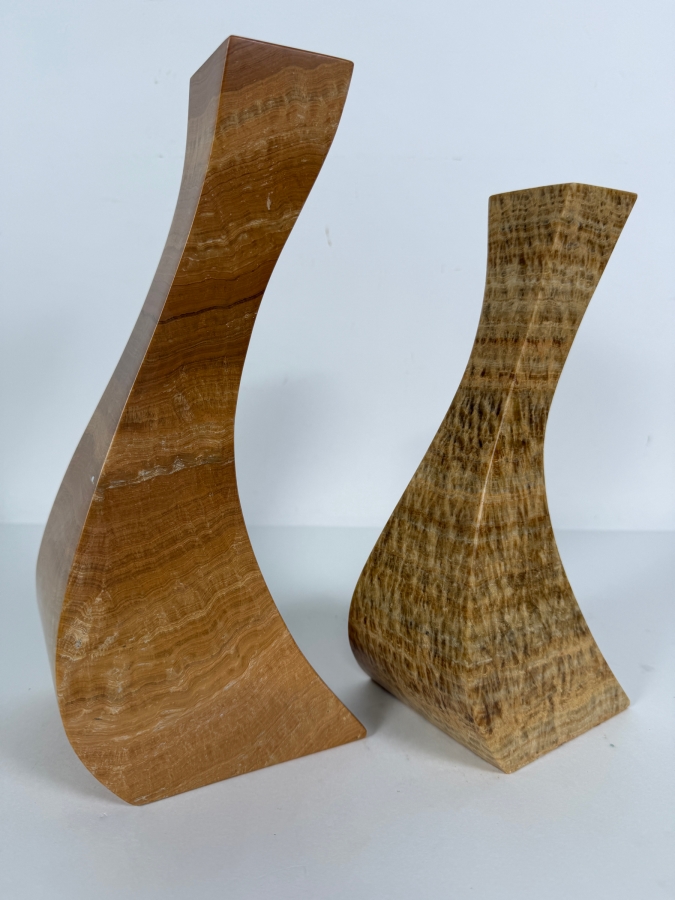 CB2 Rosaria Brown Marble Taper Candle Holders 9.5'H - 11'H Retails $228 [Photo 2]