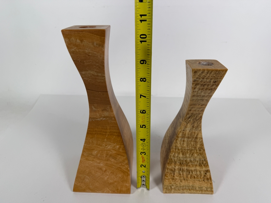 CB2 Rosaria Brown Marble Taper Candle Holders 9.5'H - 11'H Retails $228 [Photo 7]