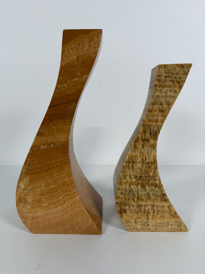 CB2 Rosaria Brown Marble Taper Candle Holders 9.5'H - 11'H Retails $228 [Photo 3]