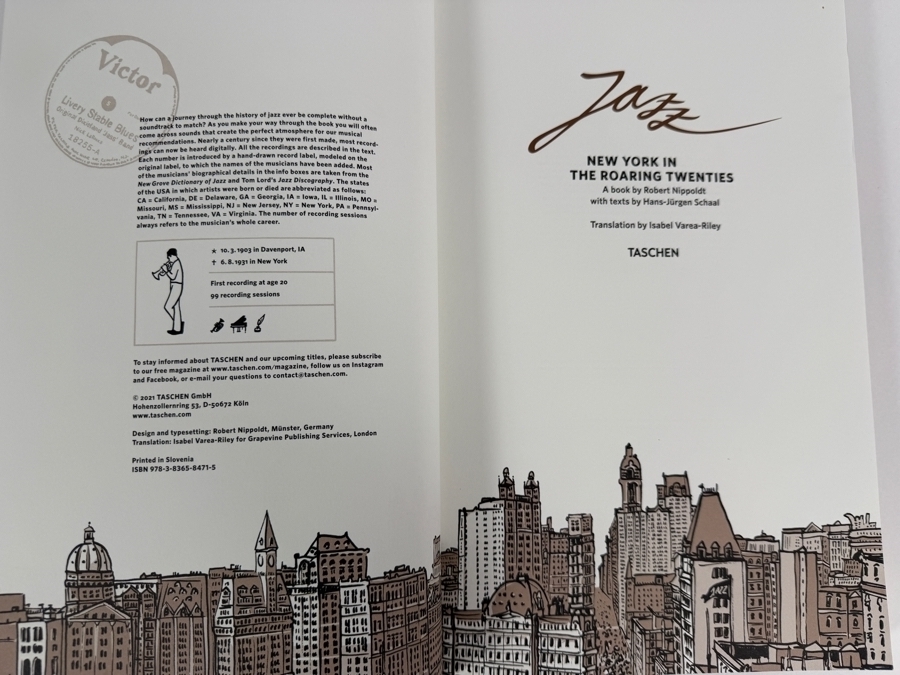 Award-Winning Hardcover Book Titled Jazz: New York in the Roaring Twenties by Illustrator Robert Nippoldt with Text by Hans-Jurgen Schaal Published by TASCHEN Retails $49.99 [Photo 4]