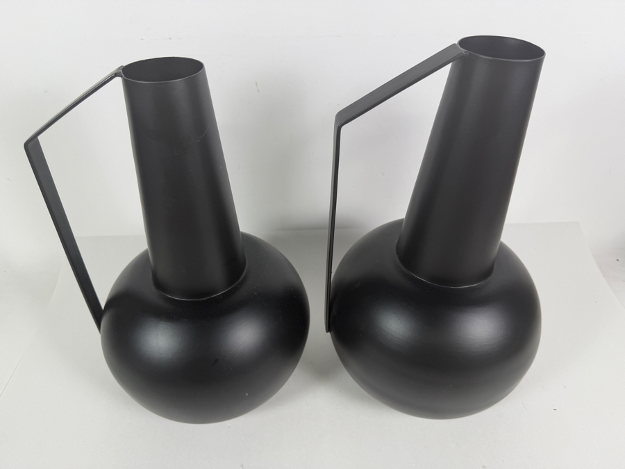 Pair of Matte Black Iron Aleta Vases from Four Hands 13'H [Photo 3]