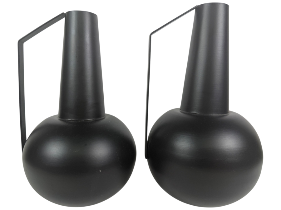 Pair of Matte Black Iron Aleta Vases from Four Hands 13'H
