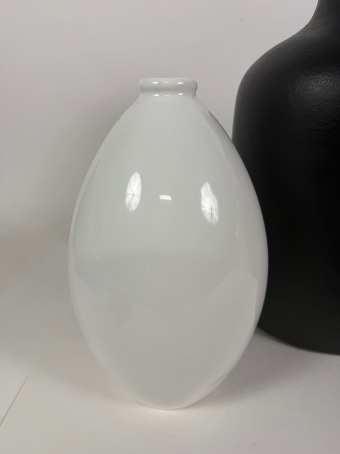 (2) Matte Black Bare Vases by Terrain 12'H Retails $76 and (2) White Ceramic Vase 7'H [Photo 3]