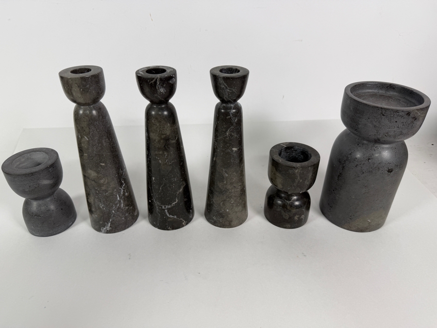 Collection of (6) Stone Sculptural Candle Holders 4'-8'H [Photo 2]
