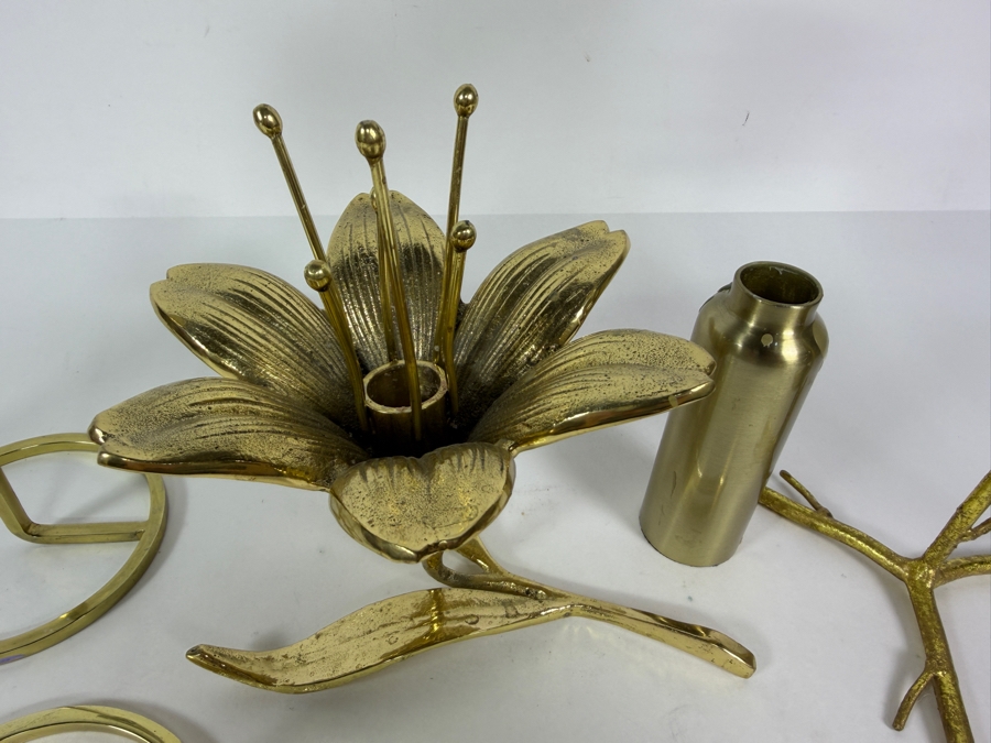 Collection of Gold-Tone Metal Candle Holders [Photo 3]