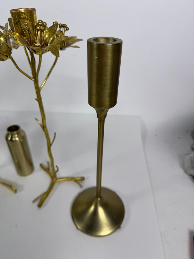Collection of Gold-Tone Metal Candle Holders [Photo 6]