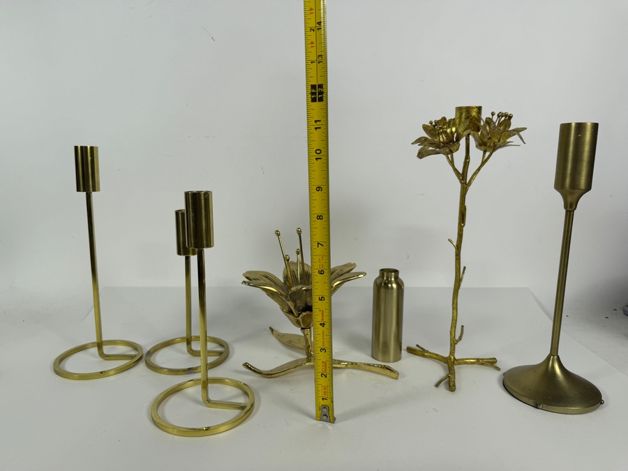 Collection of Gold-Tone Metal Candle Holders [Photo 8]