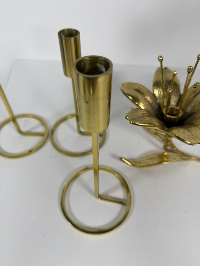Collection of Gold-Tone Metal Candle Holders [Photo 5]