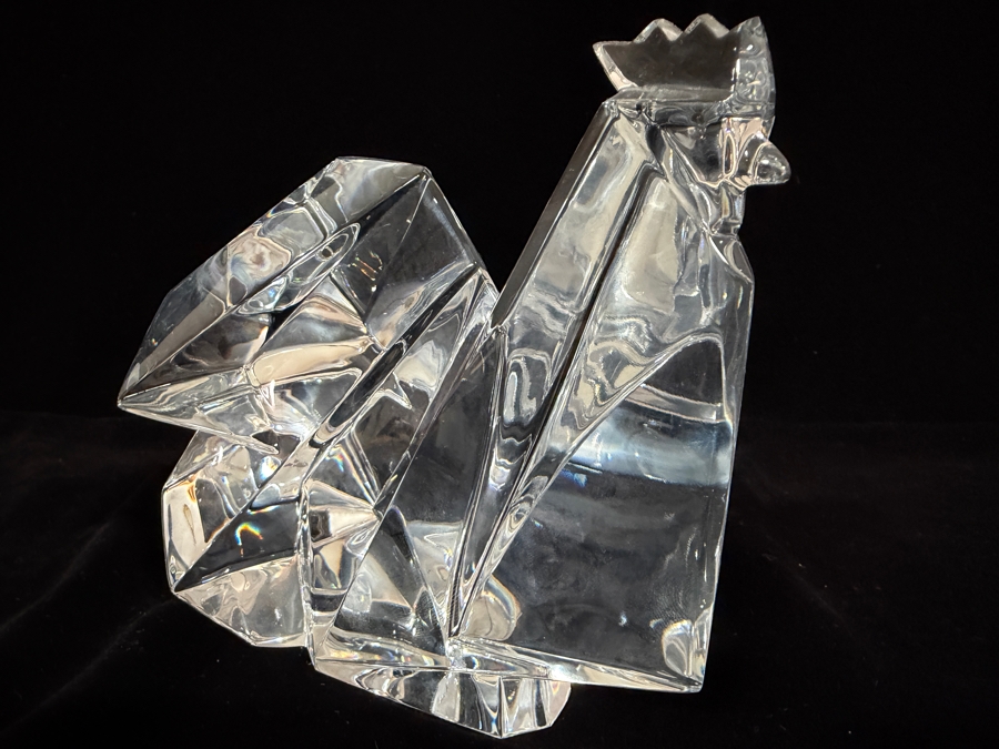 Baccarat Crystal Origami Rooster Figurine 6'W X 4.25'D X 5.25'H Retails $630 [Photo 2]