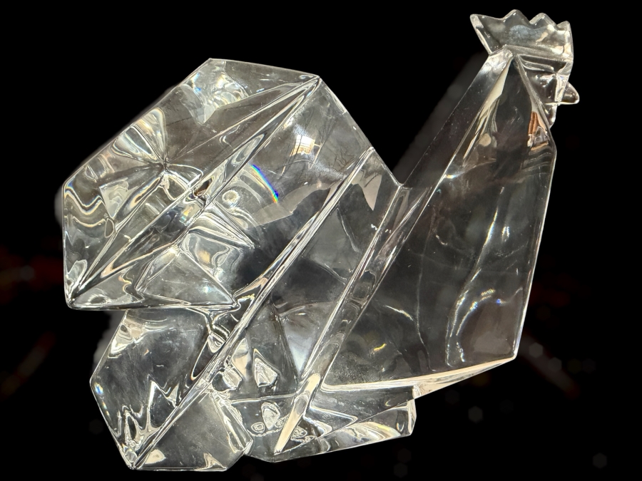 Baccarat Crystal Origami Rooster Figurine 6'W X 4.25'D X 5.25'H Retails $630