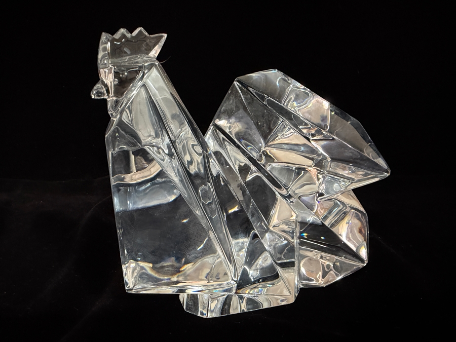 Baccarat Crystal Origami Rooster Figurine 6'W X 4.25'D X 5.25'H Retails $630 [Photo 3]