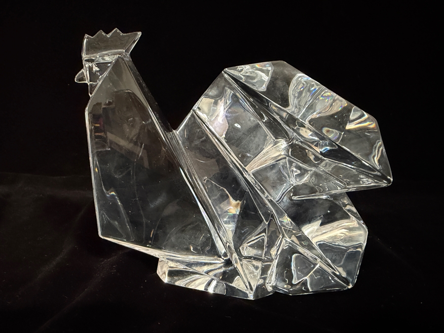Baccarat Crystal Origami Rooster Figurine 6'W X 4.25'D X 5.25'H Retails $630 [Photo 4]