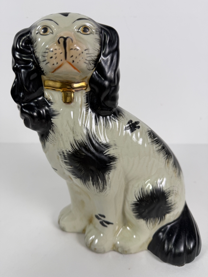 Ceramic Black-and-White Staffordshire Spaniel Dog 6.5W X 4D X 9H [Photo 2]