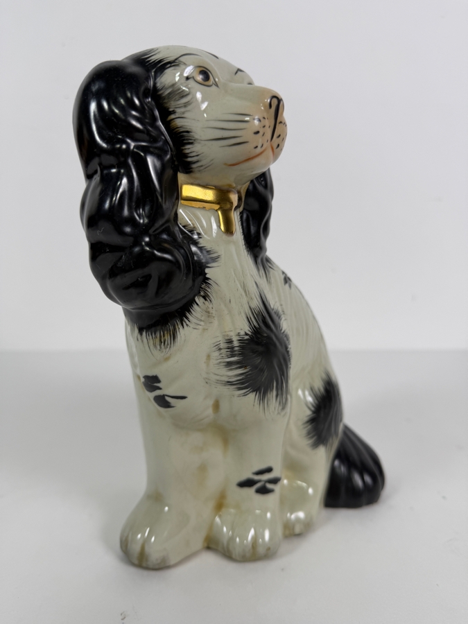 Ceramic Black-and-White Staffordshire Spaniel Dog 6.5W X 4D X 9H [Photo 3]