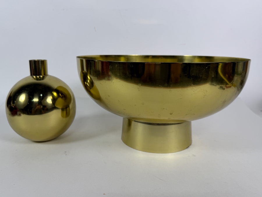 Brass Williams-Sonoma Footed Bowl 6.25'H and Brass Vase 6'H [Photo 2]