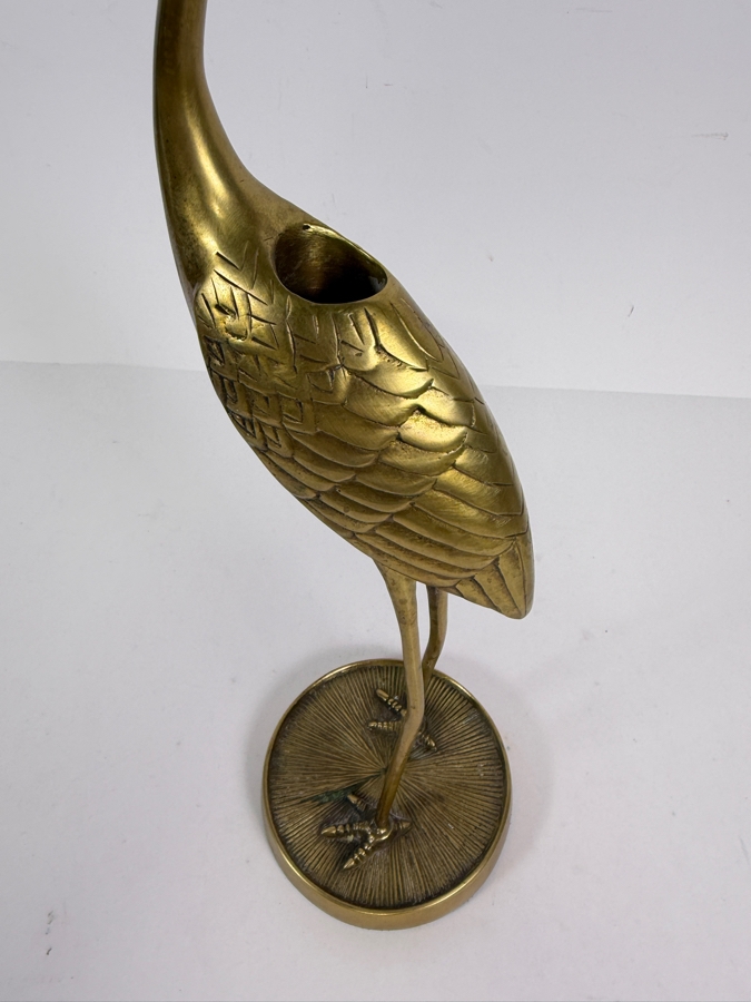 Vintage Brass Crane Candle Holder 17'H [Photo 2]