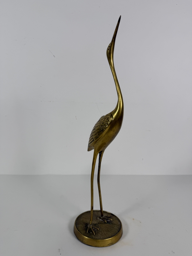 Vintage Brass Crane Candle Holder 17'H [Photo 3]