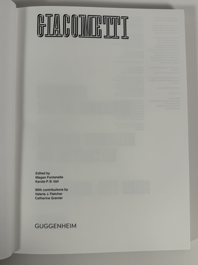 Giacometti Exhibition Catalog Edited by Megan Fontanella and Karole P. B. Vail for the Solomon R. Guggenheim Museum [Photo 3]
