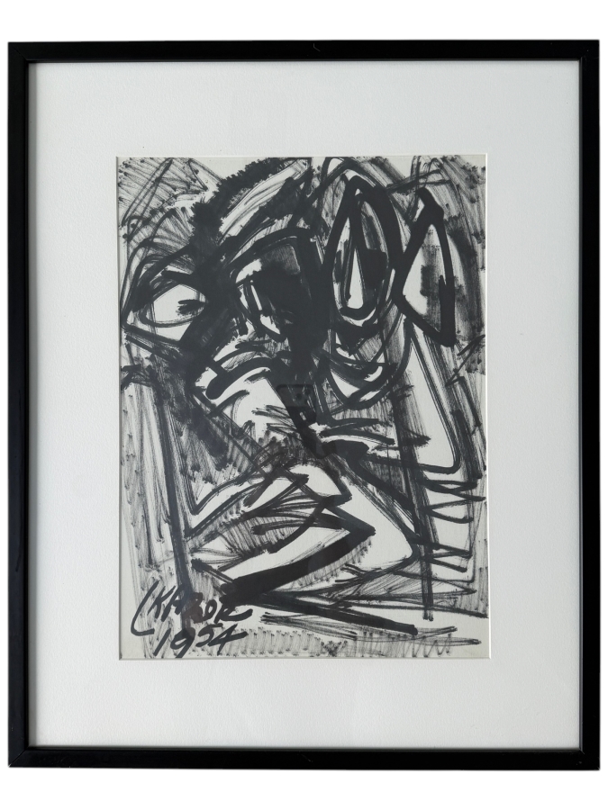 Leonard Charles Kazor (1917–2000, American) Abstract Print Dated 1954 14.5' X 19.5' Framed 22.5'W X 28'H