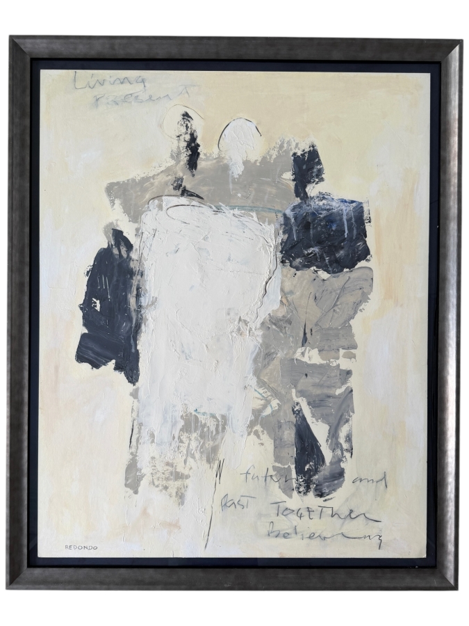 Walter Redondo (b. 1958, San Diego) Original Mixed-Media Abstract Painting on Paper 32' X 40' Framed 37' X 45'