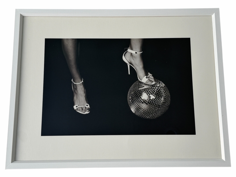 Framed B&W High Heels on Disco Ball Print 25.5 X 19.5