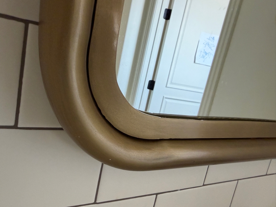 Rounded-Edge Metal Trim Dresser Mirror by Restoration Hardware 29.5' X 39.5' Retails $995 [Photo 4]