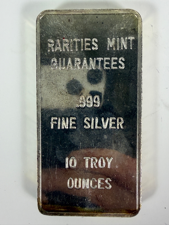 .999 Fine Silver 10 Troy Ounce Bar Rarities Mint Melt Value $670 [Photo 2]