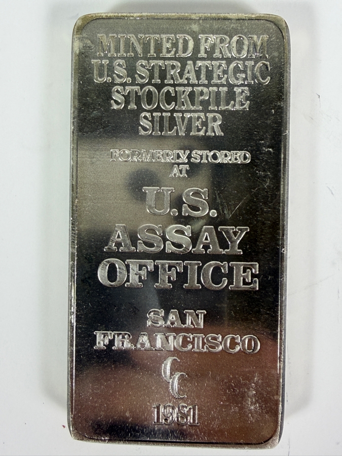 .999 Fine Silver 10 Troy Ounce Bar Minted from the U.S. Strategic Stockpile Formerly Stored at the U.S. Assay Office San Francisco CC 1981 Silver Melt Value $670 [Photo 2]