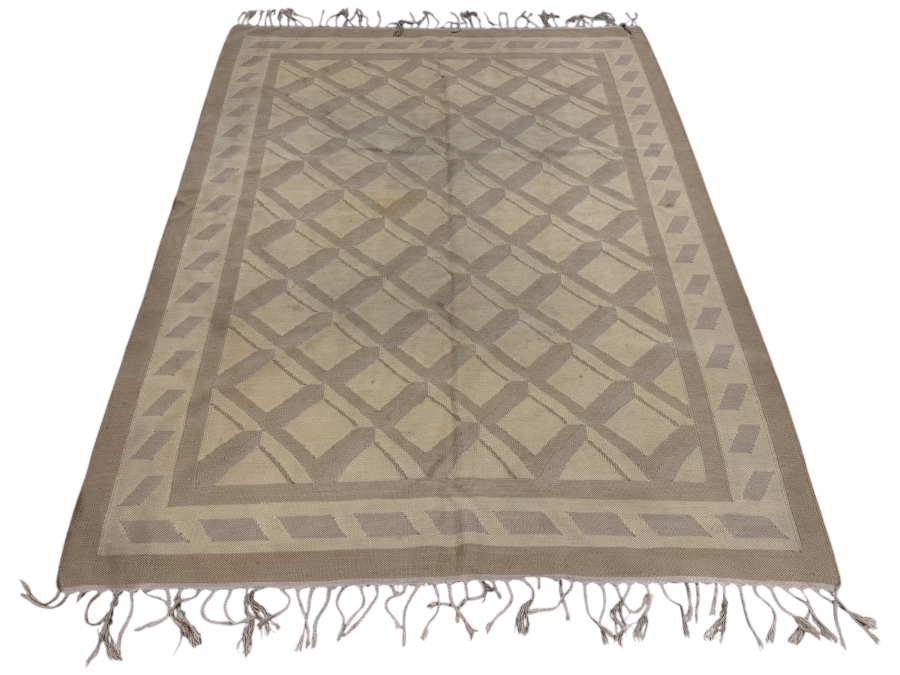 Vintage Handwoven Wool Kilim Area Rug 71' X 95'
