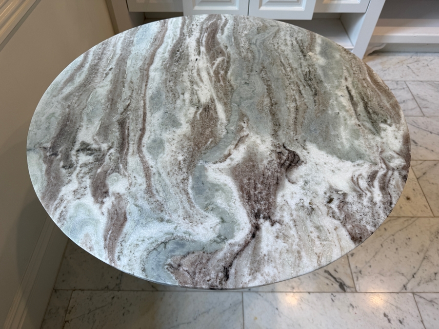 Babylon 30' Round Torrento Grey Marble Bistro Table 29H [Photo 4]